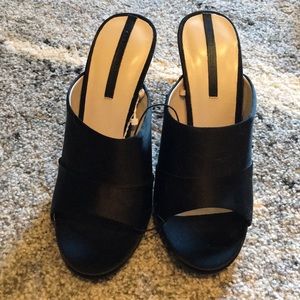 Zara Black Satin Mules. Never Worn, With Tags.